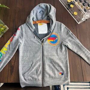 Aviator Nation Laguna Beach gray zip up hoodie